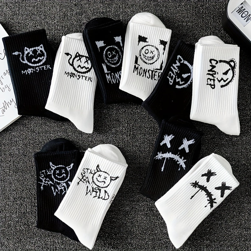 Crew Socken 5, 10 oder 20 Paar Bequeme Strick-Graffiti-Crew-Socken