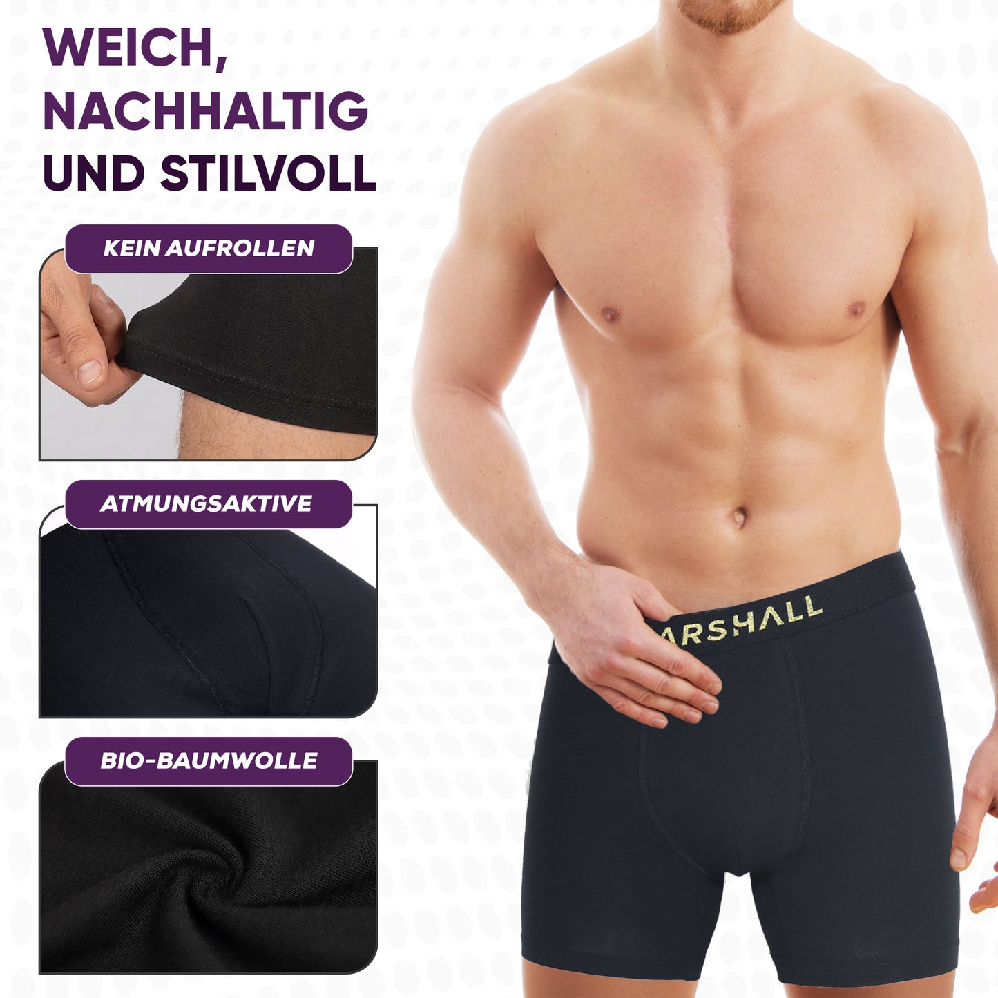 Marshall Apparel Boxershorts Herren Bio Baumwolle (5er-Pack)