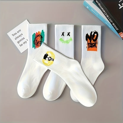 Crew-Socken 3/5/10 Paar Bunte Cartoon-Graffiti-Druck