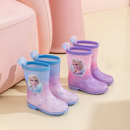 Disney children's rain shoes Girls frozen elsa Princess non-slip kindergarten water shoes for primary school students