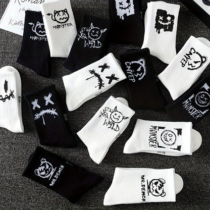 Crew Socken 5, 10 oder 20 Paar Bequeme Strick-Graffiti-Crew-Socken